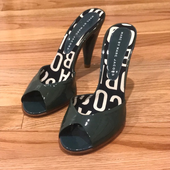 Marc by Marc Jacobs Green Open Toe Heels Sz 5.5 - Picture 2 of 6